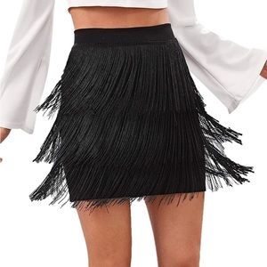 Black Fringe Skirt
